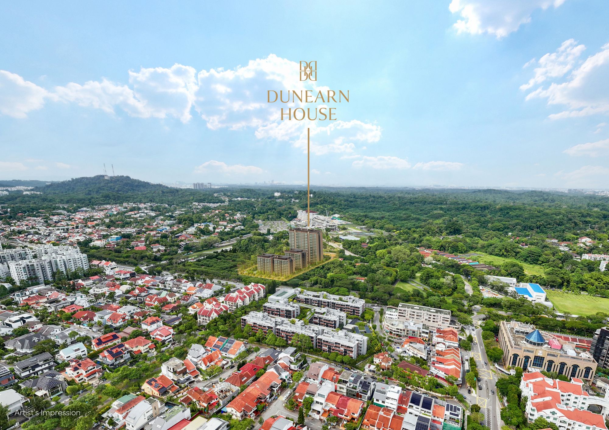 Aerial artist's impression of the Dunearn House site and surrounding Bukit Timah estate