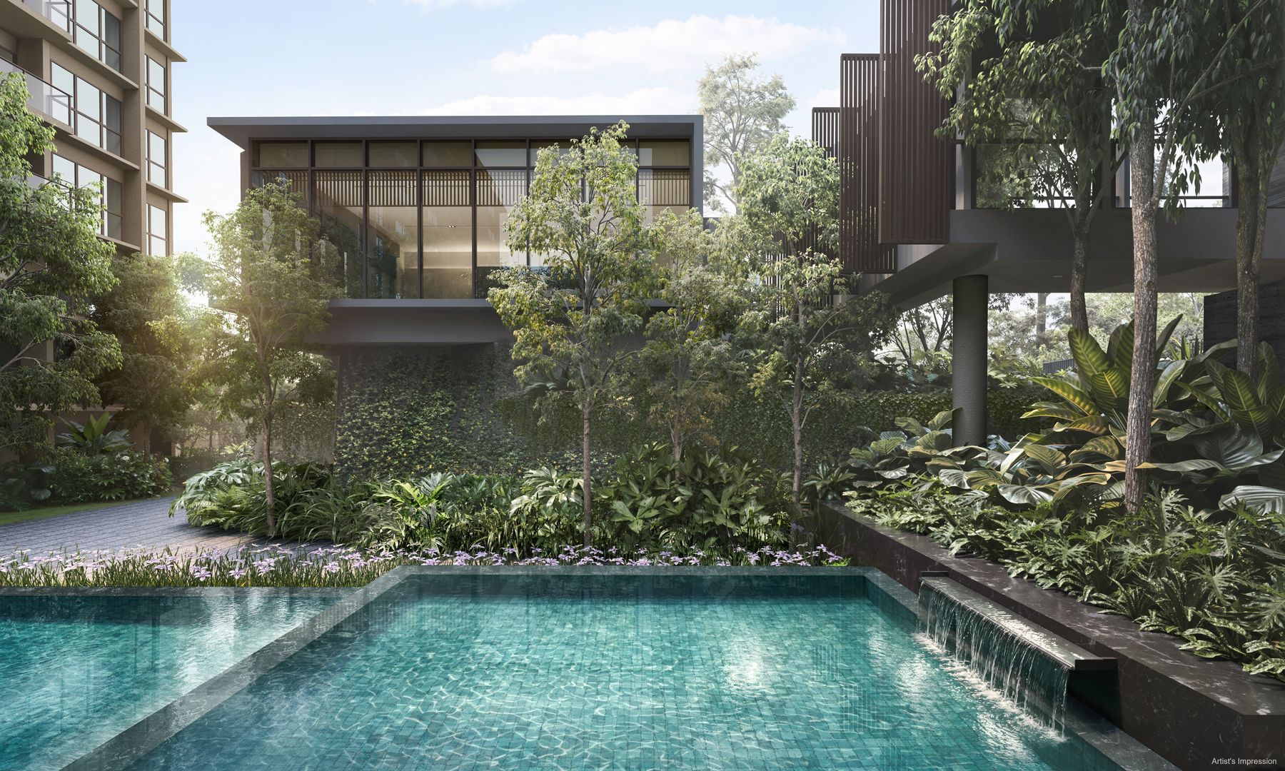 Artist's impression of the garden pool and pavilion