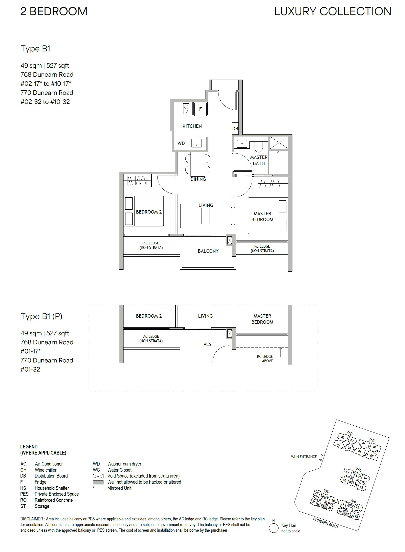 Floor plan, 2 Bedroom Type B1, 49 sqm / 527 sq ft