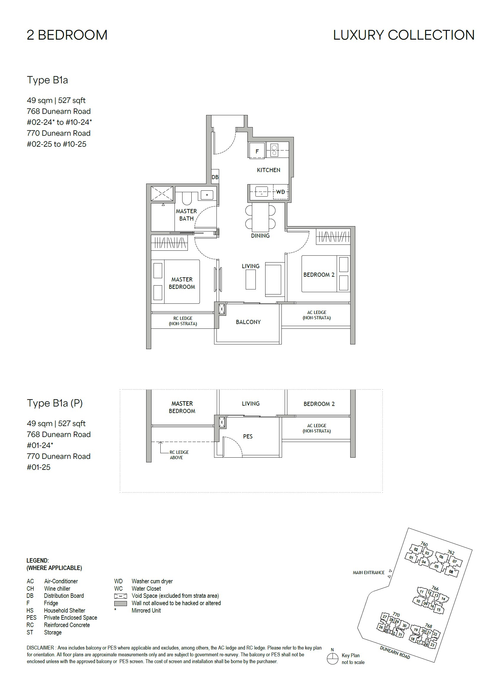 Floor plan, 2 Bedroom Type B1a, 49 sqm / 527 sq ft